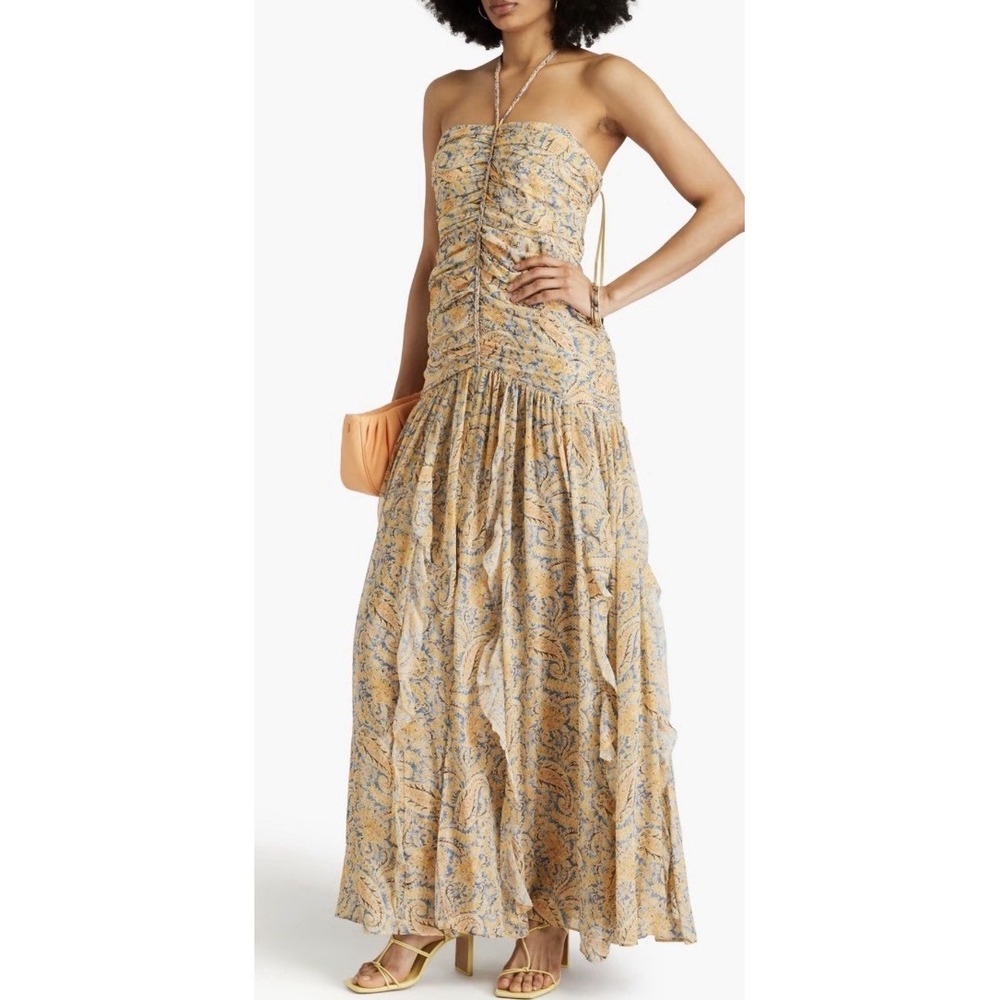 NWT Veronica Beard Women Lucine Dress Paisley Silk Watercolor Halter Size 10